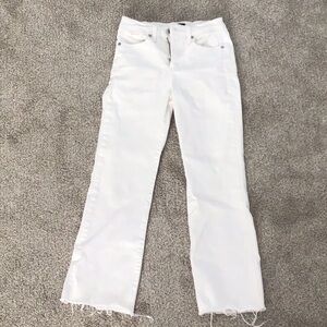 White flare wide leg jeans